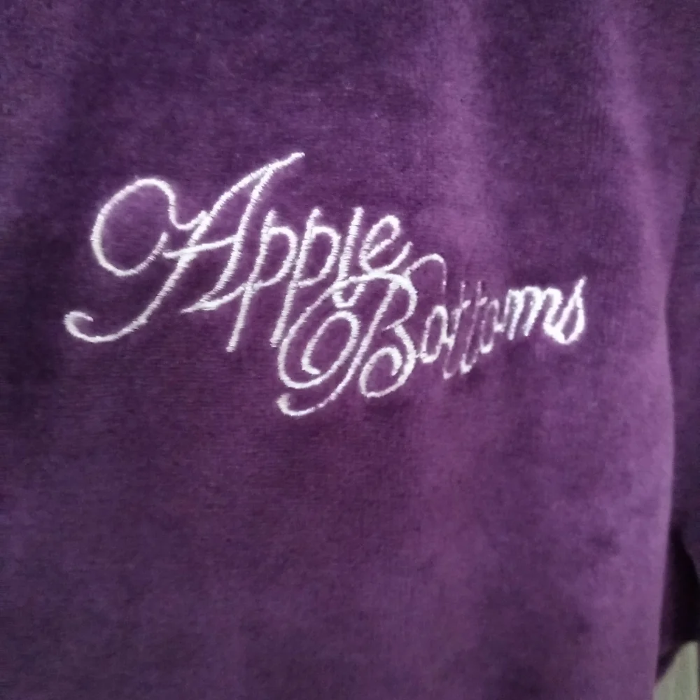 Apple Bottoms Velour Jacket Vintage Zip Up Mock Neck Purple Size Medium - Picture 4 of 11